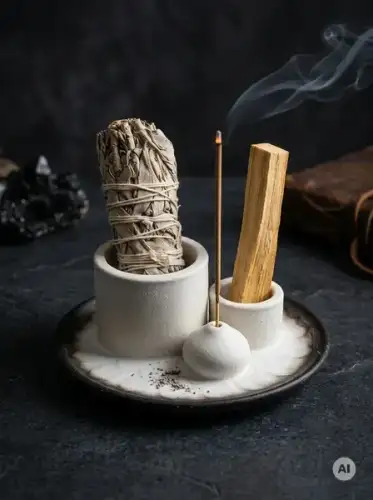Podstawka na Palo Santo i Pęczek - Mandala - Biało-czarna (1).webp