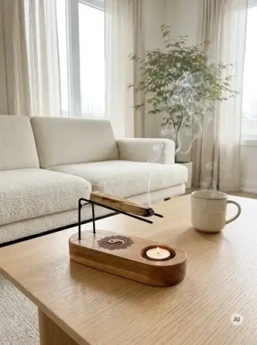 Mała Podstawka na Palo Santo z Drewna Tekowego - Yin-Yang