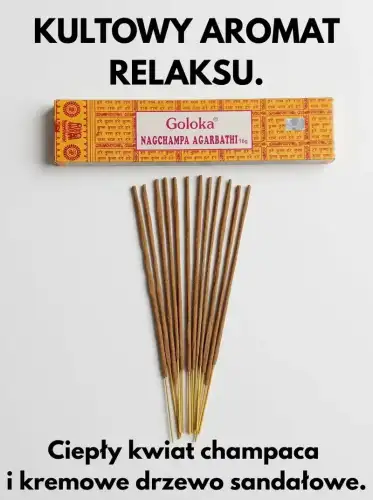 Kadzidełka Pyłkowe Goloka Nag Champa Żółte Klasyczne 16g (6).webp