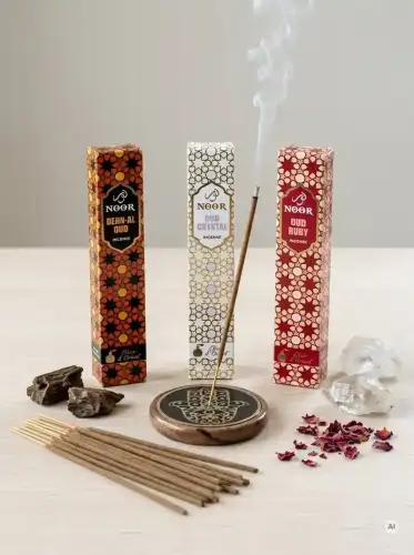 Kadzidełka Premium NOOR Oud Elixir Zestaw Tercet Crystal, Ruby i Dehn Al Oud 3x 15g (2).webp