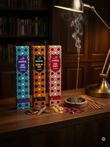 Kadzidełka Premium NOOR Oud Elixir Zestaw Tercet Topaz, Dehn Al Oud i Ruby 3x 15g (3).webp