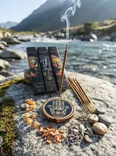 Kadzidełka BANJARA Buddha Zestaw Tercet Wisdom, Blessing i Bliss 3x15g (1).webp