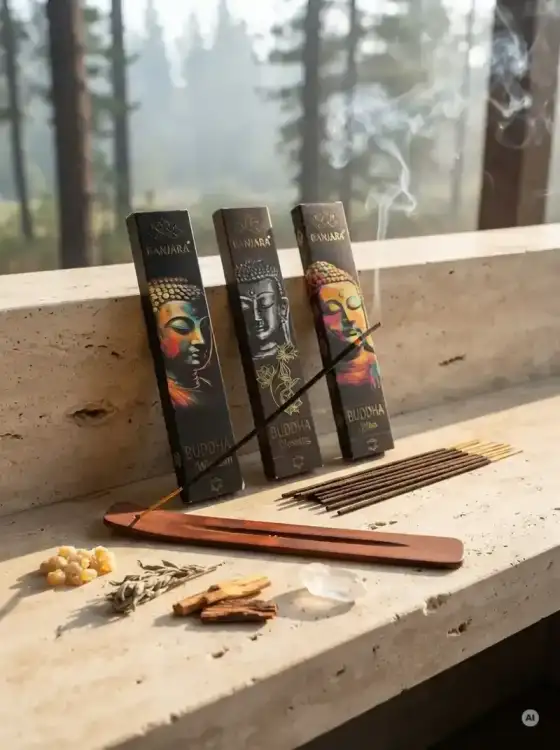 Kadzidełka BANJARA Buddha Zestaw Tercet Wisdom, Blessing i Bliss 3x15g (2).webp