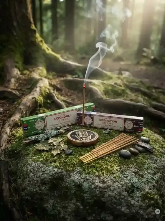 Kadzidełka SATYA Zestaw Duet Patchouli i Meditation Paczula i Medytacja 2x15g (1).webp