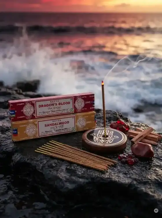 Kadzidełka SATYA Zestaw Duet Dragon's Blood i Sandalwood Smocza Krew i Drzewo Sandałowe2.webp