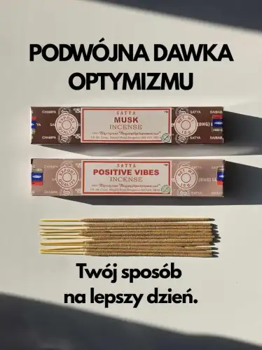 Kadzidełka SATYA Zestaw Duet Musk i Positive Vibes Piżmo i Pozytywne Wibracje 2x15g (4).webp