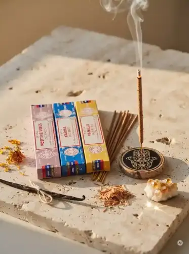 Kadzidełka SATYA Zestaw Tercet Positive Vibes Karma i Vanilla Złote Wibracje 3x15g (2).webp