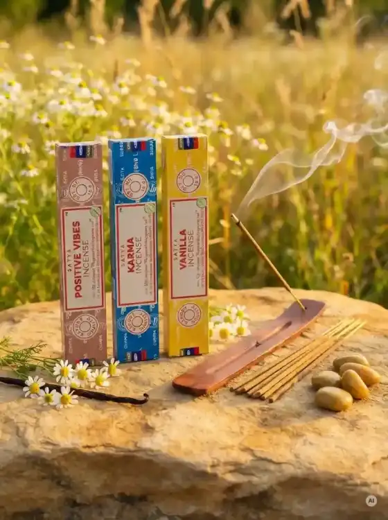 Kadzidełka SATYA Zestaw Tercet Positive Vibes Karma i Vanilla Złote Wibracje 3x15g (3).webp