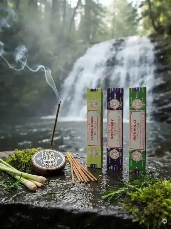 Kadzidełka SATYA Zestaw Tercet Lemon Grass Rosemary i Patchouli Ziołowe Orzeźwienie 3x15g (1).webp