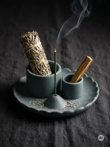 Podstawka na Palo Santo i Pęczek - Kwiat Lotosu - Niebieska (6).webp
